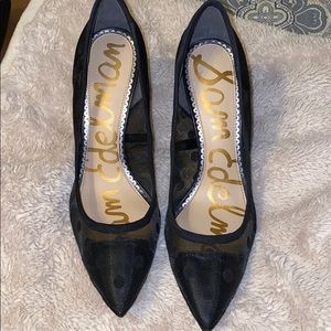 Sam Edelman black polka dot sheer pumps